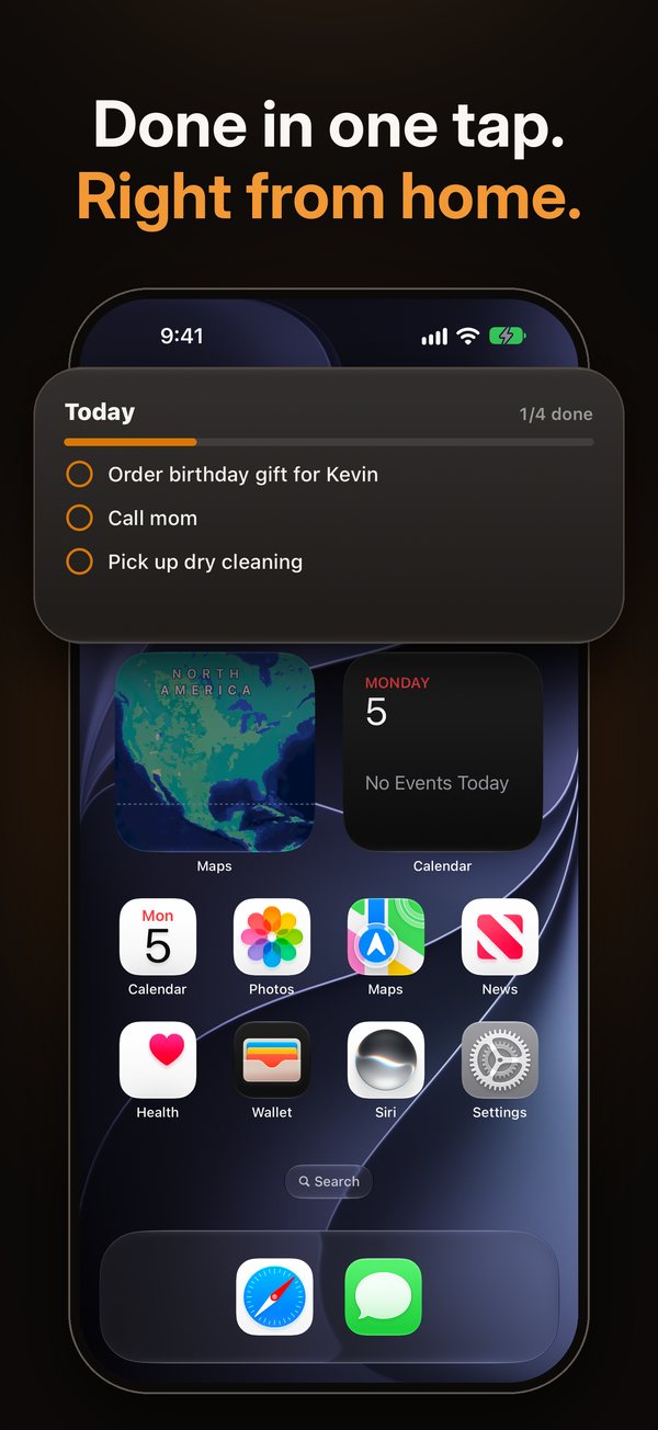 Home screen widget: check tasks off without opening the app